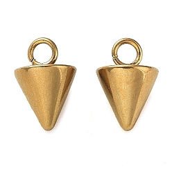 Настоящее золото 18K Ионное покрытие (ip) 201 брелоки из нержавеющей стали, конус очарование, реальный 18 k позолоченный, 9x6 мм, отверстие : 1.8 мм