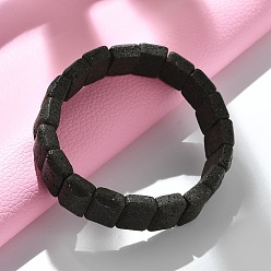 Лавовый камень Прямоугольные матовые браслеты из натуральной лавы с бусинами для женщин и мужчин, внутренний диаметр: 2-3/8 дюйм (5.95 см)