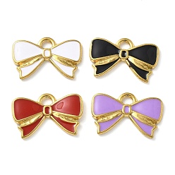 (52) Непрозрачная лаванда 304 нержавеющей стальной эмали подвески, очарование бантом, ионное покрытие (ip), реальный 18 k позолоченный, разноцветные, 12.5x19x2 мм, отверстие : 2 мм