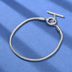 Нержавеющая Сталь Цвет Латунные браслеты-змейки для мужчин и женщин, цвет нержавеющей стали, 19.5x0.28 см