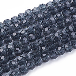 Prussian Blue Glass Beads Strands, Faceted(32 Facets), Round, Prussian Blue, 6mm, Hole: 1.2mm, about 88~91pcs/strand, 19.49 inch~20.08 inch(49.5~51cm)