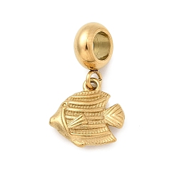 Золотой 304 подвески-подвески в виде морских животных из нержавеющей стали, подвески в виде рыб с большими отверстиями, ионное покрытие (ip), золотые, 22 мм, отверстие : 4.5 мм