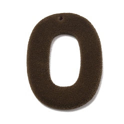 Oval Флокированные подвески из непрозрачной смолы, кокосового коричневый, овальный шарм, 40.5x30x3 мм, отверстие : 1.8 мм