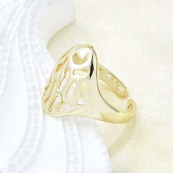 Настоящее золото 18K Латунные кольца-манжеты для женщин, без кадмия и без свинца, овальные, реальный 18 k позолоченный, 20.5 мм, внутренний диаметр: регулируемый