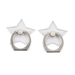 Platinum Transparent Plastic Cell Phone Ring Holder, 360 Degree Rotation, Alloy Finger Grip Stand Holder, Star, Platinum, 4.6cm, Star: 40x38x3mm