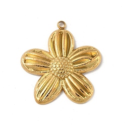 Настоящее золото 18K 304 подвески из нержавеющей стали, цветочный шарм, реальный 18 k позолоченный, 28x26x3 мм, отверстие : 2 мм