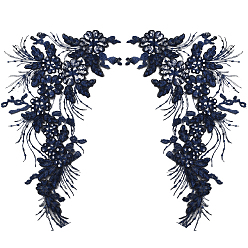 Прусский Синий Полиэфирное кружево для украшения одежды, цветок, берлинская лазурь, 400x230x1.5 мм