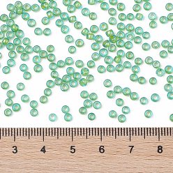 (307) Inside Color Aqua/Opaque Yellow Lined TOHO Round Seed Beads, Japanese Seed Beads, (307) Inside Color Aqua/Opaque Yellow Lined, 8/0, 3mm, Hole: 1mm, about 1110pcs/50g