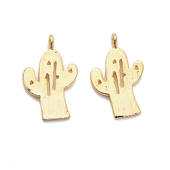Настоящее золото 18K Латунные подвески, кактус, без кадмия, без никеля и без свинца, реальный 18 k позолоченный, 17x11x1 мм, отверстие : 1.4 мм