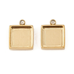 Квадрат 304 Настройки кабошон из нержавеющей стали кулон, ионное покрытие (ip), реальный 18 k позолоченный, квадратный, лоток : 6.5x6.5 мм, 9.5x7.5x2 мм, отверстие : 1 мм