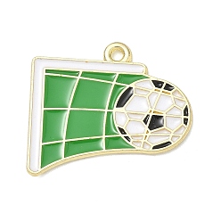 Doré  Pendentifs en émail , porte-bonheur pour les photos de football, or, 22x25x1mm, Trou: 1.6mm