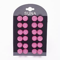 502_Фуксиновый Подарок для валентина для нее, 925 серьги из стерлингового серебра австрийского хрусталя, мяч серьги, круглые, 502 _fuchsia, 12 мм