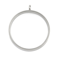 Нержавеющая Сталь Цвет 304 подвески-медальоны из нержавеющей стали, со стеклом, плоский круглый шарм, цвет нержавеющей стали, 51x44x6 мм, отверстие : 5 мм