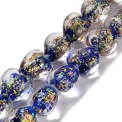 Синий Нити стеклянных бусин из дихроичной фольги ручной работы, сердце, синие, 11.5~13x12~13x8.5~10 мм, отверстие : 1.5 мм, около 33 шт / нитка, 15.08'' (38.3 см)