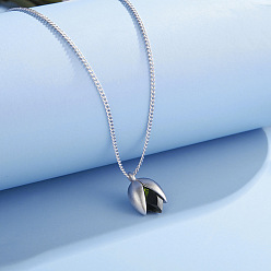 Серебро Модные 925 ожерелья из стерлингового серебра темно-оливкового цвета с фисташковым кубическим цирконием для женщин, серебряные, 15.75 дюйм (40 см)