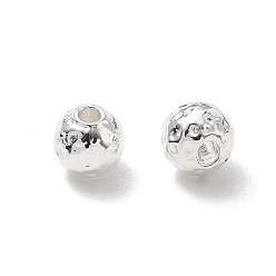 Silver 304 Stainless Steel Hammered Round Spacer Beads, Ion Plating(IP), Silver, 6x5.5mm, Hole: 2mm