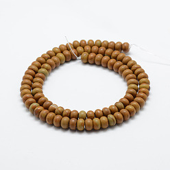Wood Lace Stone Natural Wood Lace Stone Beads Strands, Rondelle, 6x4mm, Hole: 1mm, about 96~97pcs/strand, 15.3 inch(39cm)