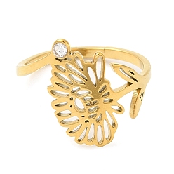 Золотой 304 нержавеющая сталь с регулируемыми кольцами из циркония, цветок рождения ноябрь-хризантема, золотые, 1.5~15.5 мм, внутренний диаметр: 16.6 мм