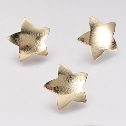 Real 18K Gold Plated Brass Stud Earring Findings, with Loop, Nickel Free, Real 18K Gold Plated, Star, 23x23mm, Hole: 2mm, Pin: 0.8mm