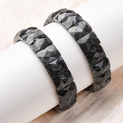 Лабрадорита Прямоугольные браслеты из натуральных бусин лабрадорита для женщин и мужчин, бусина : 15~16x11~12 mm, внутренний диаметр: 2-3/8 дюйм (6 см)