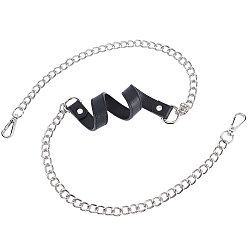 Platinum PU Leather Bag Straps, with Alloy Swivel Clasps and Iron Curb Chains, Bag Replacement Accessories, Platinum, 120cm