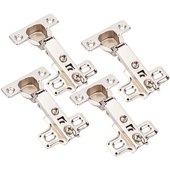 Stainless Steel Color 4Pcs Iron Hinge, Wardrobe Door Accessories, Stainless Steel Color, 85x50.7x18mm, Hole: 4mm  and 4.2x7.5mm