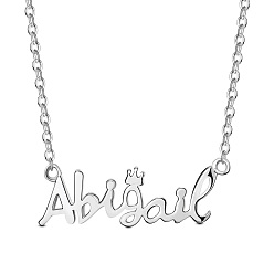 Platinum 925 Sterling Silver Pendant Necklaces, with Cable Chains, Word, Platinum, 15 inch(38cm)