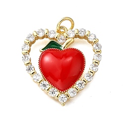 Сердце Латунь эмаль подвески, с микро проложить четкого кубического циркония, стойки покрытие, долговечный, без свинца и без кадмия, реальный 18 k позолоченный, с целью перехода в кольце, сердце, 21.5x21x4.5 мм, отверстие : 3 мм