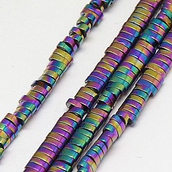 Rainbow Plated Electroplate Non-magnetic Synthetic Hematite Beads Strands, Oval, Grade A, Multi-color Plated, 3x2x1mm, Hole: 1mm, about 400pcs/strand, 16 inch