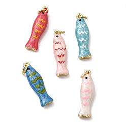 (52) Непрозрачная лаванда Латунь эмаль подвески, рыба, долговечный, стойки покрытие, с целью перехода в кольце, золотые, разноцветные, 24.5x7.5x5.5 мм