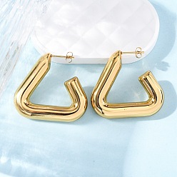 Золотой Треугольник 304 из нержавеющей стали серьги, золотые, 35.5x38.5x7.5 мм