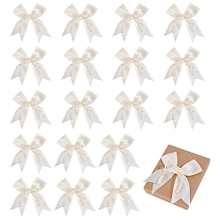 Белый 20шт полиэстер аксессуары для одежды, бантом, с имитацией жемчуга, белые, 116 мм