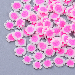 Magenta Cabochons en argile polymère manuels, tranches de pâte polymère pour nail art, Décoration de coques de téléphone et création de bijoux DIY, style alimentaire imitation, sushi, magenta, 5~7x0.5~1mm, environ35000~40000 pcs / 500 g