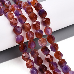 Средний Синий Шифер Окрашенные природные белый нефрит бисер пряди, два тона, граненые, звезды вырезать круглые бусы, средний грифельно-синий, 7~8x6~7.5x6~7.5 мм, отверстие : 1 мм, около 48~49 шт / нитка, 14.17~15.35'' (36~39 см)