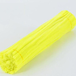 Yellow DIY Plush Sticks, with Iron Core, Pipe Cleaners, Kid Craft Material, Yellow, 295x6mm, 100pcs/set