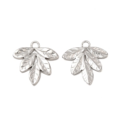 Нержавеющая Сталь Цвет Не тускнеющие 304 подвески из нержавеющей стали, очарование листа, цвет нержавеющей стали, 16.5x16x1.5 мм, отверстие : 1.8 мм