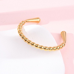 Настоящее золото 18K 304 Браслеты-манжеты из нержавеющей стали для женщин, круглые, ионное покрытие (ip), реальный 18 k позолоченный, 3/8 дюйм (0.85 см), внутренний диаметр: 1-7/8x2-1/4 дюйм (4.9x5.85 см)