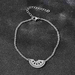 Платина Забавные 201 браслеты из нержавеющей стали в форме арбуза, ювелирные изделия из кабельной цепи для женщин, платина, 7 дюйм (17.8 см)