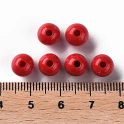 FireBrick Opaque Acrylic Beads, Round, FireBrick, 8x7mm, Hole: 2mm, about 1745pcs/500g