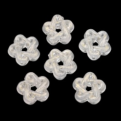 Beige Transparent Acrylic Beads, Flower, with Glitter Powder, Beige, 15.5x16.5x8mm, Hole: 2mm, about 510pcs/500g