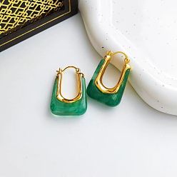 Средний Морско-зеленый Серьги-кольца из цинкового сплава и смолы, U-образный, золотые, средний морской зеленый, 29x20 мм