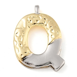 Letter Q Латунные подвески, без кадмия, без никеля и без свинца, настоящее 18k позолоченное и платиновое, письмо амулеты, Буква Q, 27.5x20x3.5 мм, отверстие : 3x2 мм