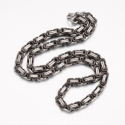 Gunmetal & Stainless Steel Color 201 Stainless Steel Byzantine Chain Necklaces, with Lobster Claw Clasps, Gunmetal & Stainless Steel Color, 21.26 inch(54cm), 8mm