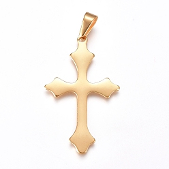 Золотой 304 подвески из нержавеющей стали, крестик, золотые, 48x29x1.5 мм, отверстие : 10x4.5 мм