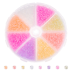 (52) Непрозрачная лаванда 80g 8 цвета люминесцентные, светящиеся в темноте цилиндрические бусины, окрашеные, разноцветные, 2.5 мм, отверстие : 1 мм, о 10 г / цвет