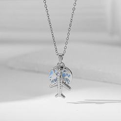 Нержавеющая Сталь Цвет Самолет и земля 304 ожерелья с подвесками из нержавеющей стали, цвет нержавеющей стали, 15.75 дюйм (40 см)