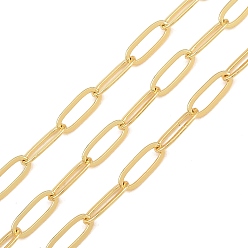 Chapado en Oro Real 18K Cadenas de clip de latón, soldada, con carrete, larga duración plateado, chapado en rack, sin plomo y el cadmio, real 18 k chapado en oro, 10.5x4x0.8 mm