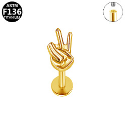 Другие Серьги из титанового сплава для хряща, золотые, знак руки мира, 7.2x4.2 мм, штифты : 1.2 мм, Длина стержня: 8мм