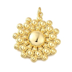 Настоящее золото 18K Латунные подвески, солнечные чары, без свинца и без кадмия, стойки покрытие, долговечный, с целью перехода в кольце, реальный 18 k позолоченный, 35.5x29x4.5 мм, отверстие : 3 мм