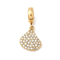 Золотой 304 подвески-подвески в виде морских животных из нержавеющей стали с кристаллами и стразами в европейском стиле, подвески с большими отверстиями в форме ракушки, ионное покрытие (ip), золотые, 25 мм, отверстие : 4.5 мм